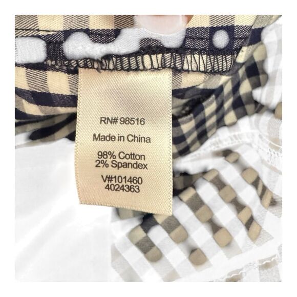 Gingham Cropped Pants, Checkered Ankle Trousers, Navy and White, Career Casual - Picture 6 of 8